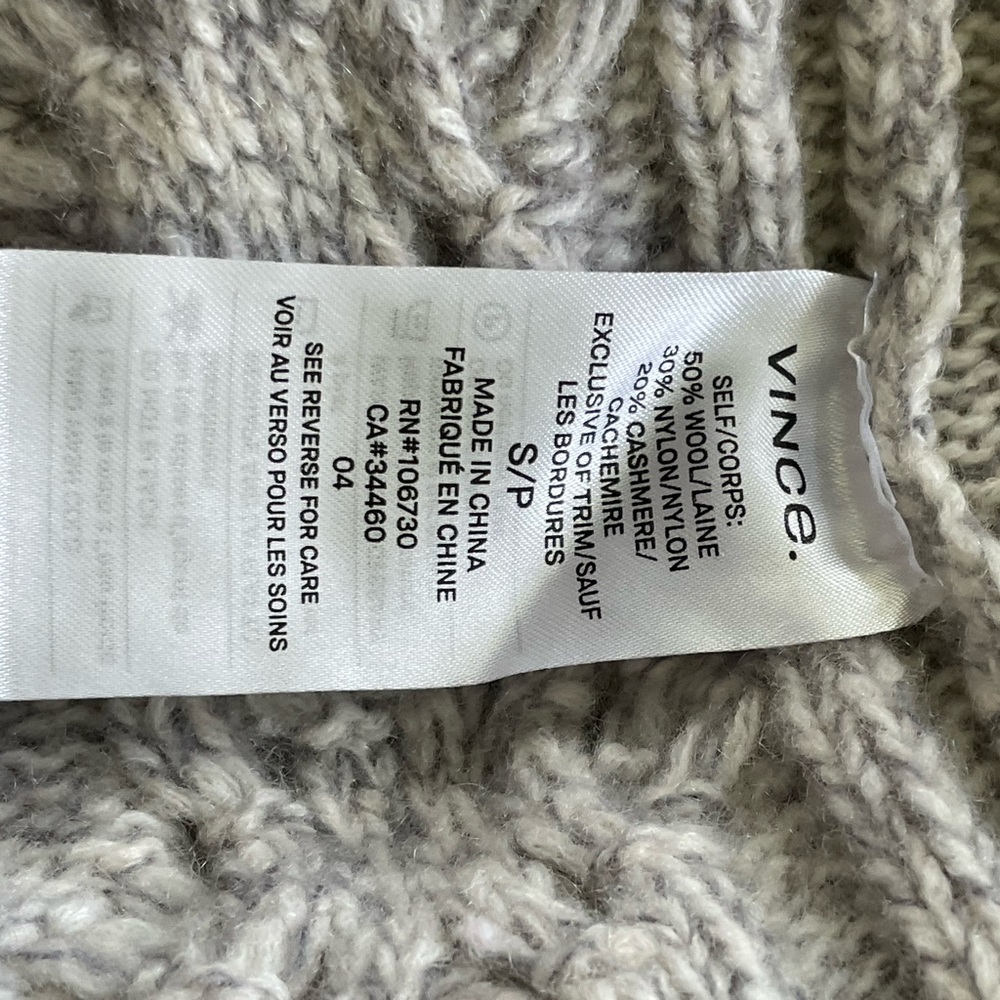 VINCE Oversized Cable-Knit Turtleneck Sweater Wool Cashmere Blend - Picture 13 of 14